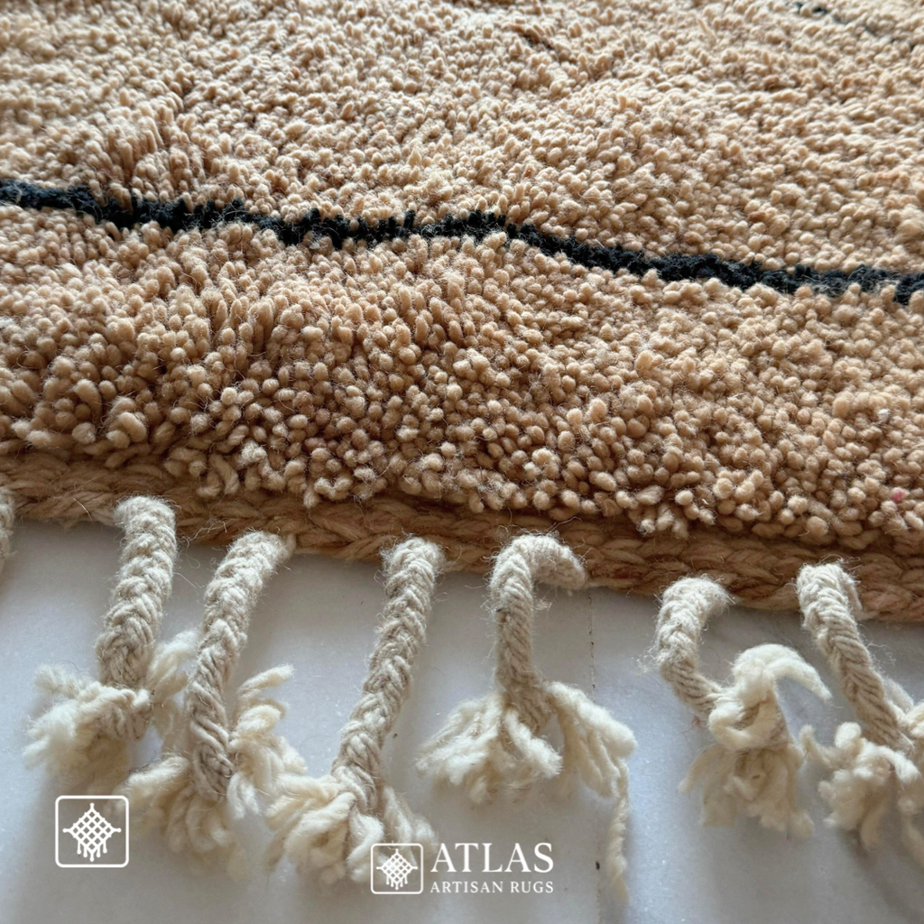 Handmade Caramel Beige Moroccan Rug | Modern Textured Wool Carpet | Berber Abstract Area Rug | Unique Handwoven Home Decor