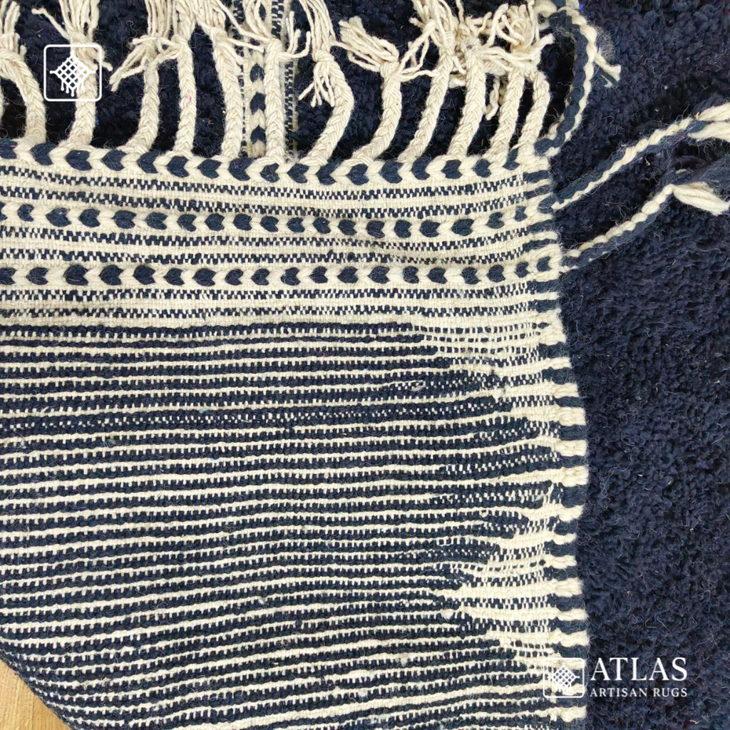 Handwoven Moroccan Black Geometric Rug | Neutral Berber Wool Area Rug | Modern Boho Handmade Rug