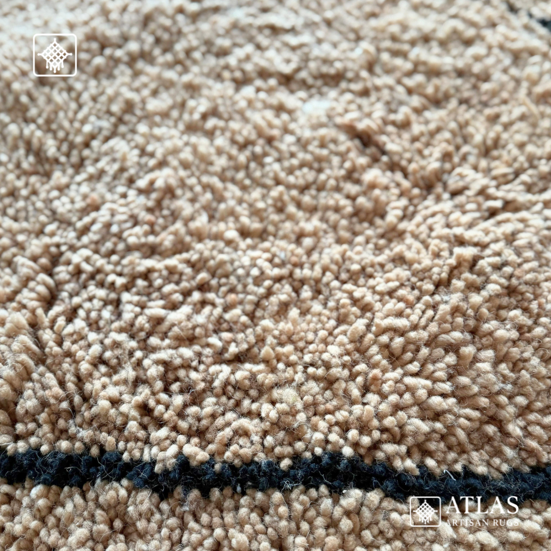 Handmade Caramel Beige Moroccan Rug | Modern Textured Wool Carpet | Berber Abstract Area Rug | Unique Handwoven Home Decor
