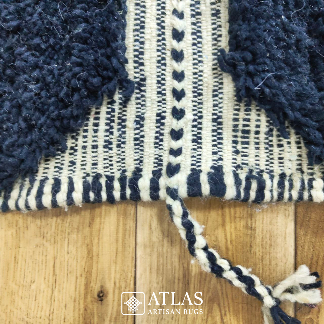 Handwoven Moroccan Black Geometric Rug | Neutral Berber Wool Area Rug | Modern Boho Handmade Rug