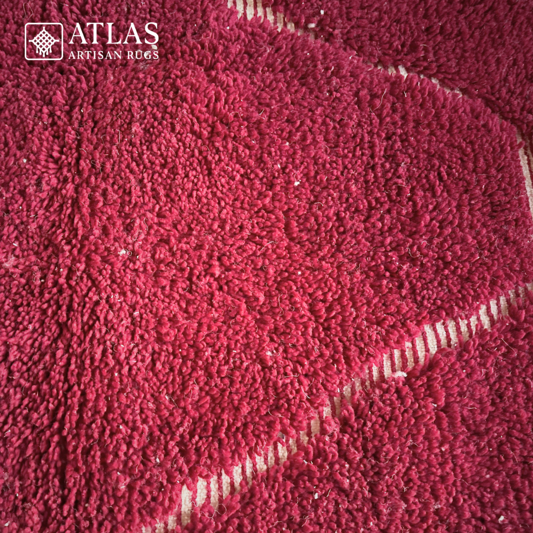 Handmade Red Moroccan Rug | Modern Textured Wool Carpet | Berber Abstract Area Rug | Unique Handwoven Home Decor