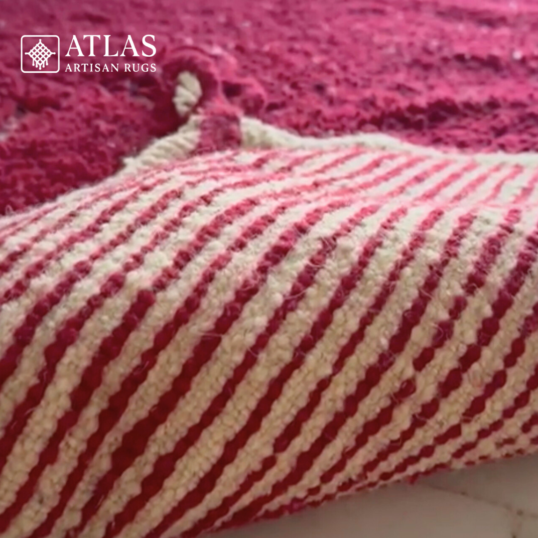 Handmade Red Moroccan Rug | Modern Textured Wool Carpet | Berber Abstract Area Rug | Unique Handwoven Home Decor