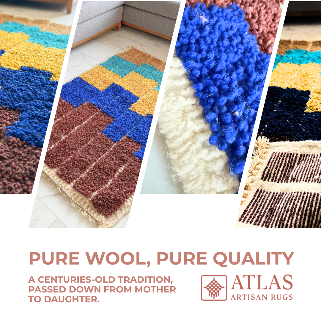 Handmade Colorful Moroccan Rug | Modern Textured Wool Carpet | Berber Abstract Area Rug | Unique Handwoven Home Decor