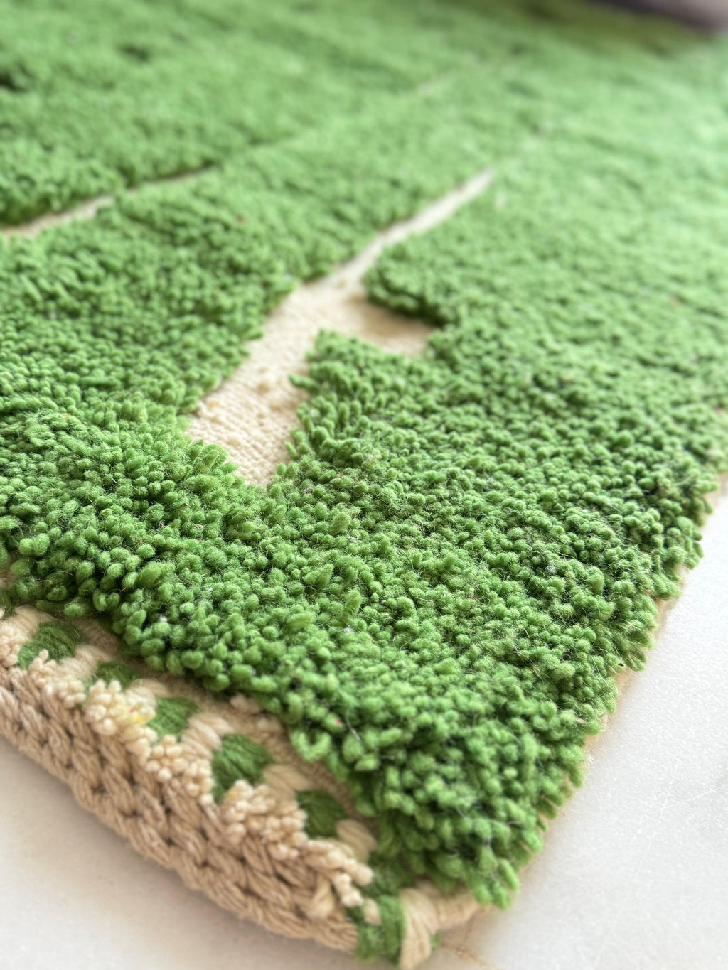 Handwoven Green Moroccan Wool Rug – Modern Geometric Artisan Carpet by Atlas Artisan Rugs