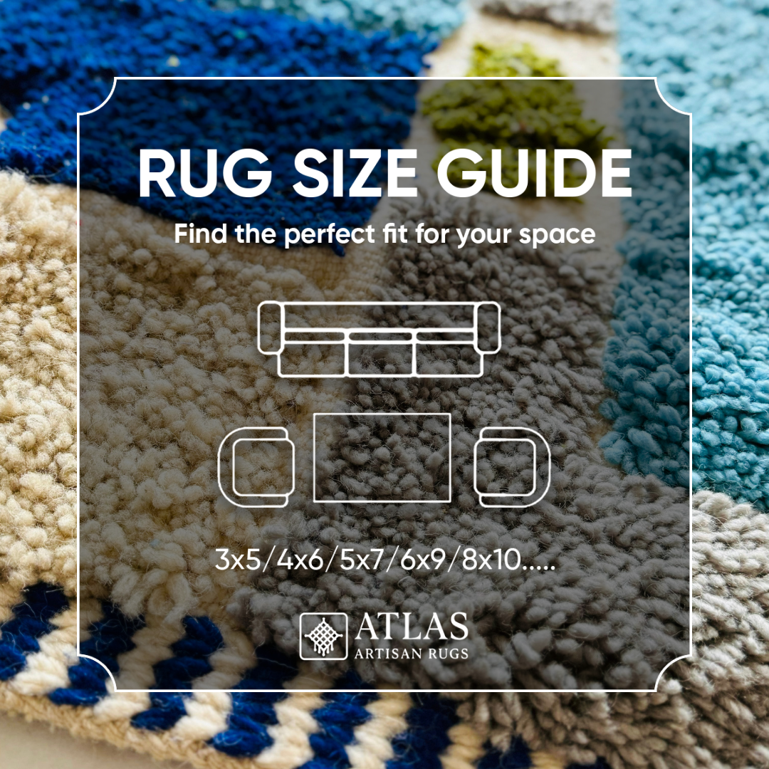 Handwoven Moroccan Wool Rug – Royal Blue And Olive Green Geometric Modern Block Pattern | Atlas Artisan Rugs