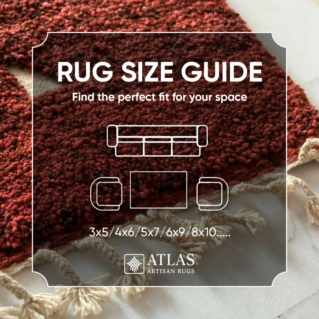 Beni Ourain Handwoven Moroccan Wool Rug – Red Geometric Design | Atlas Artisan Rugs