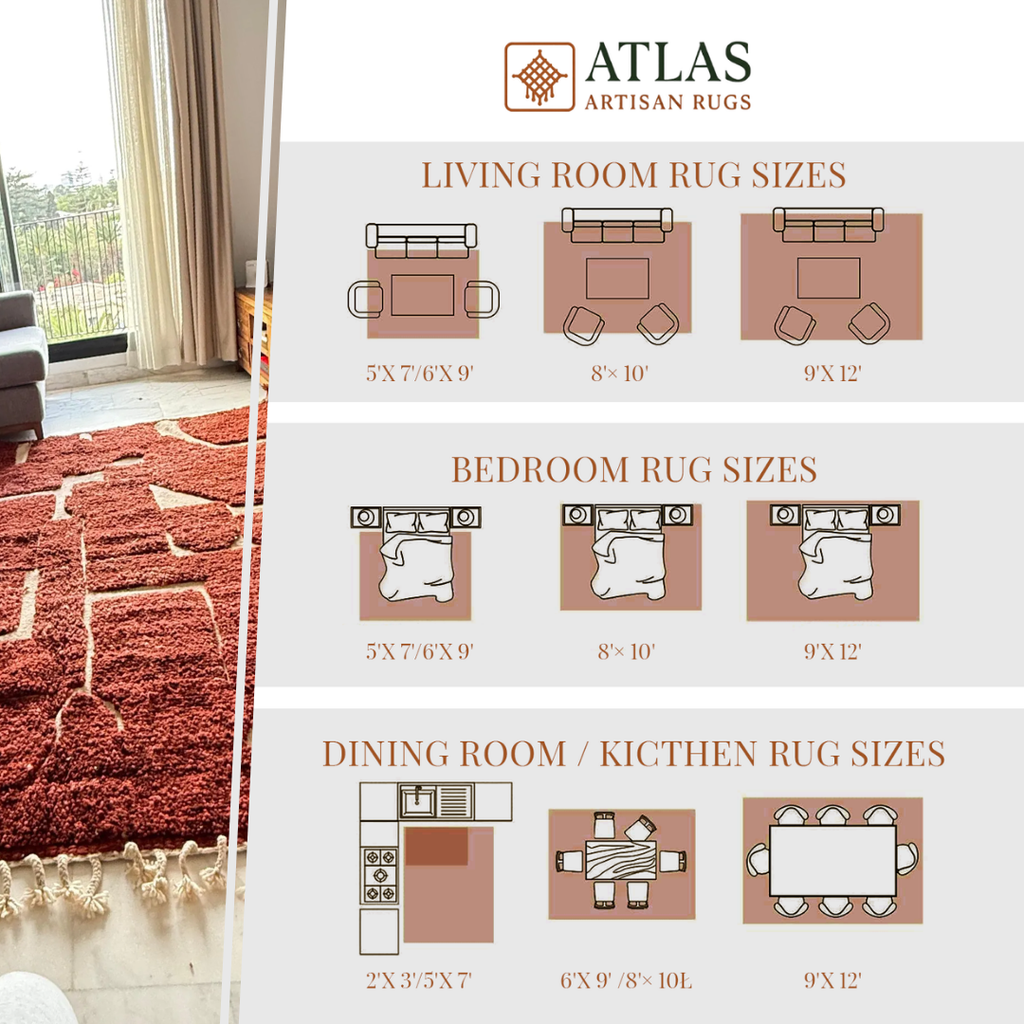 Beni Ourain Handwoven Moroccan Wool Rug – Red Geometric Design | Atlas Artisan Rugs