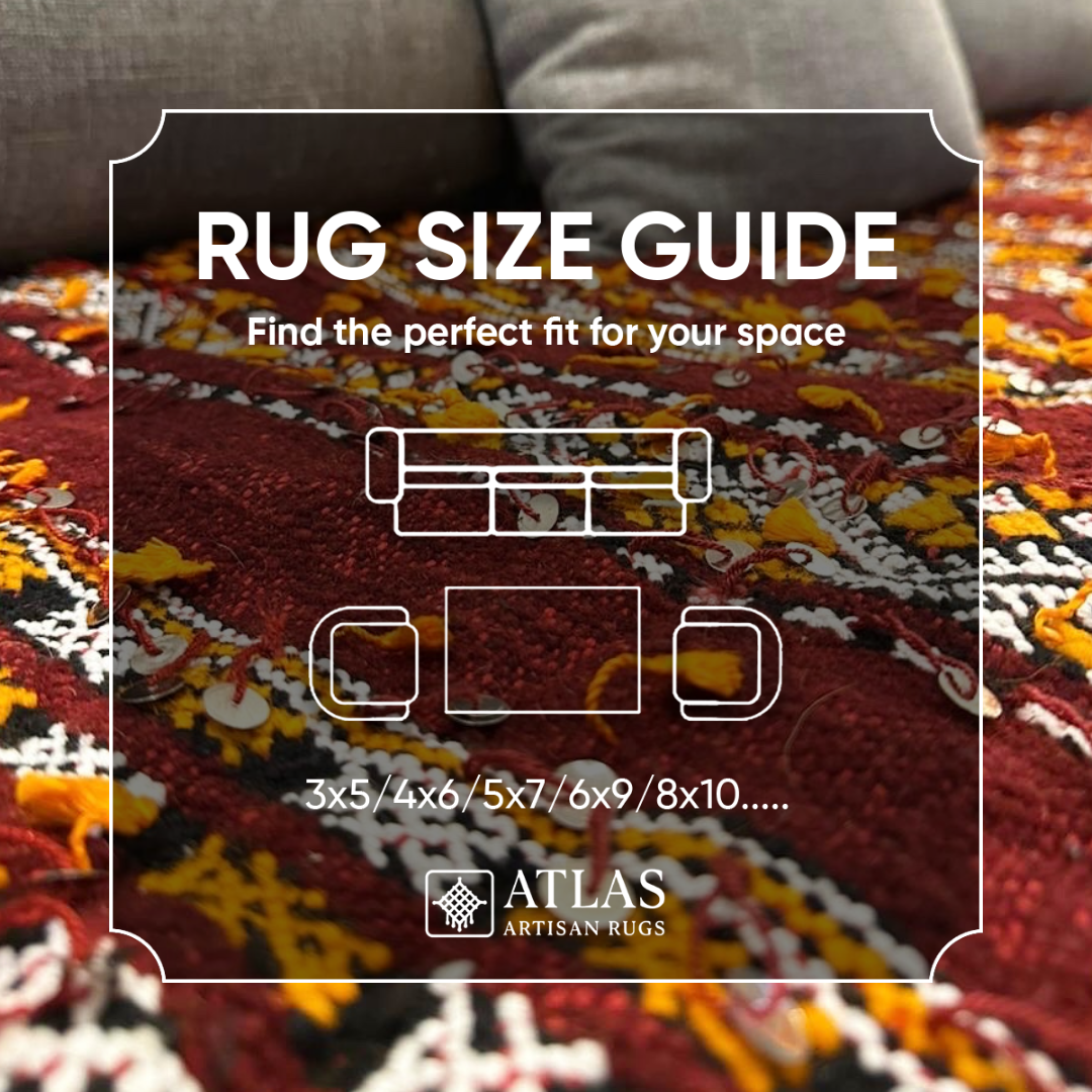 Handwoven Moroccan Wool And Sequins Rug – Red And White Geometric Design | Atlas Artisan Rugs