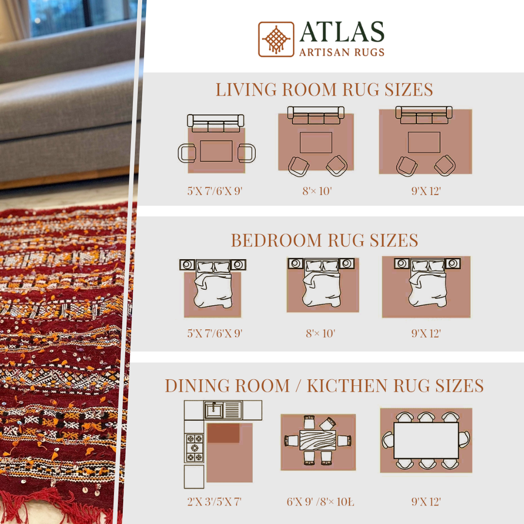 Handwoven Moroccan Wool And Sequins Rug – Red And White Geometric Design | Atlas Artisan Rugs