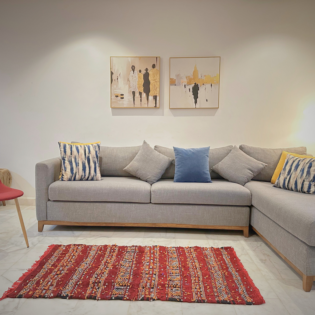 Handmade Blue Wool Moroccan Rug