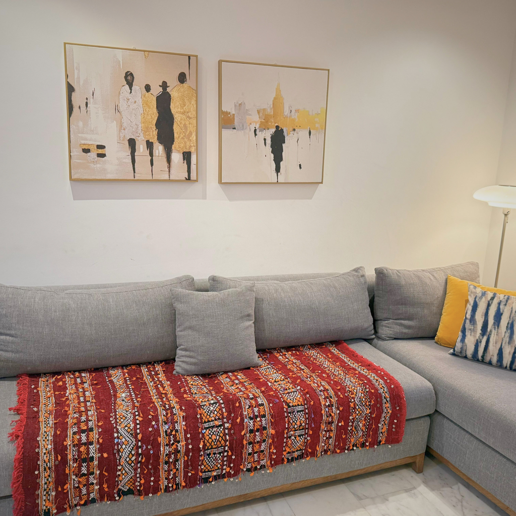 Handmade Blue Wool Moroccan Rug