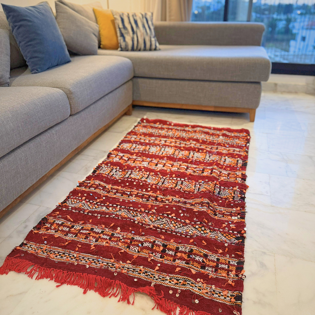 Handmade Blue Wool Moroccan Rug