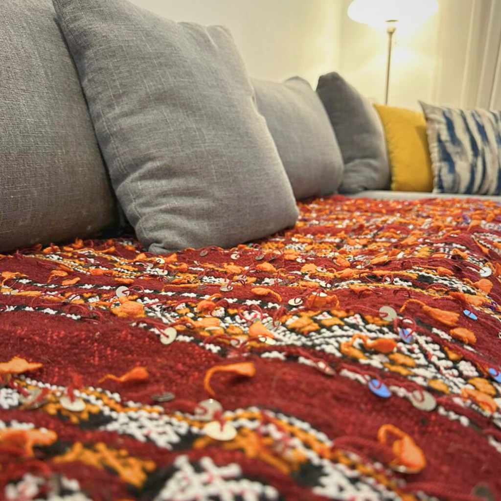 Handmade Blue Wool Moroccan Rug