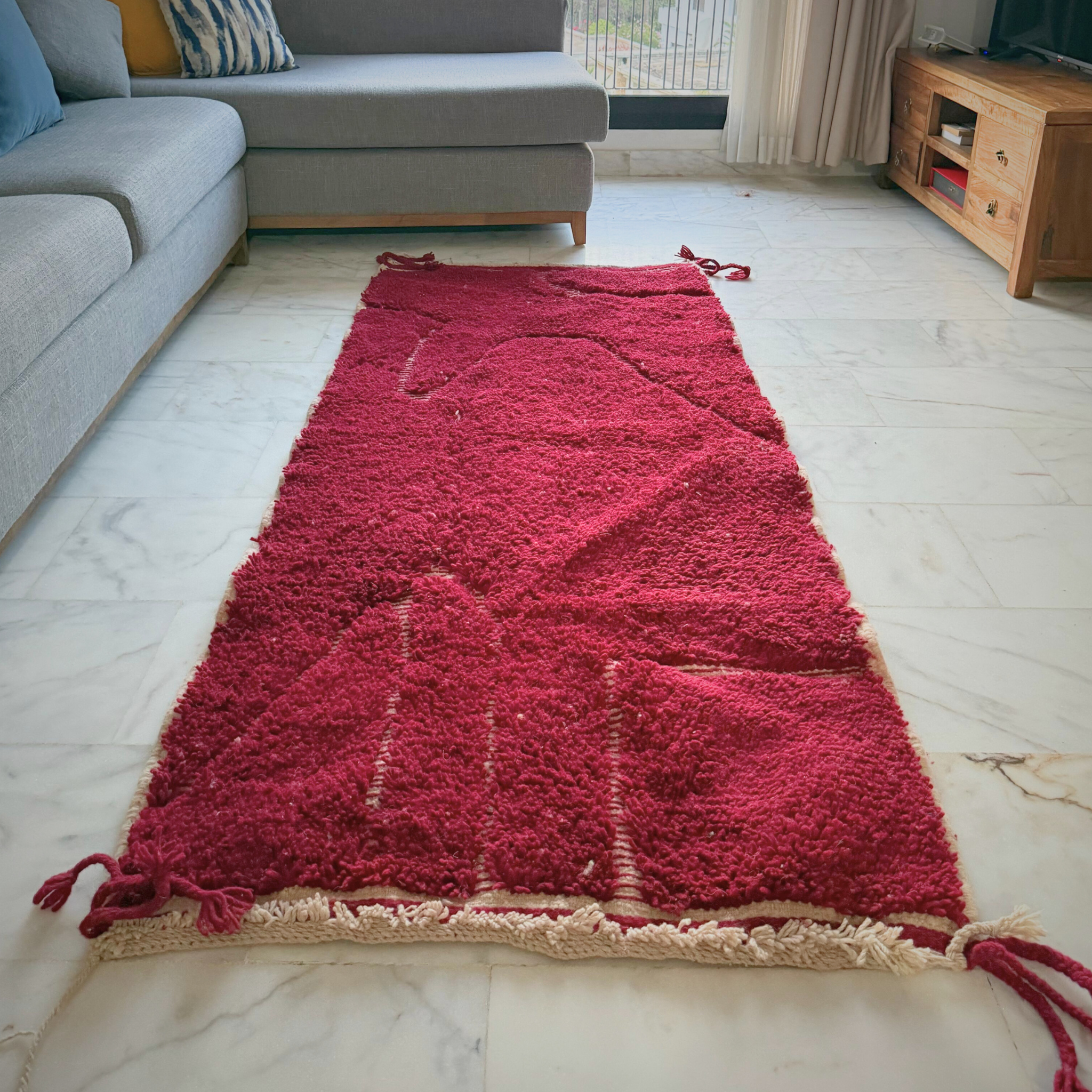 Handmade Blue Wool Moroccan Rug