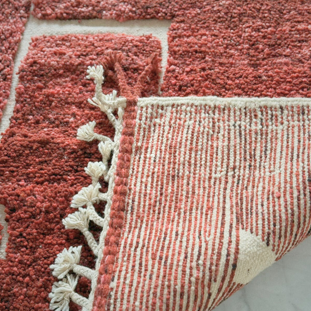 Handwoven Moroccan Wool Rug – Terracotta Red Geometric Design | Atlas Artisan Rugs