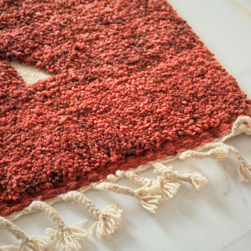 Handwoven Moroccan Wool Rug – Terracotta Red Geometric Design | Atlas Artisan Rugs