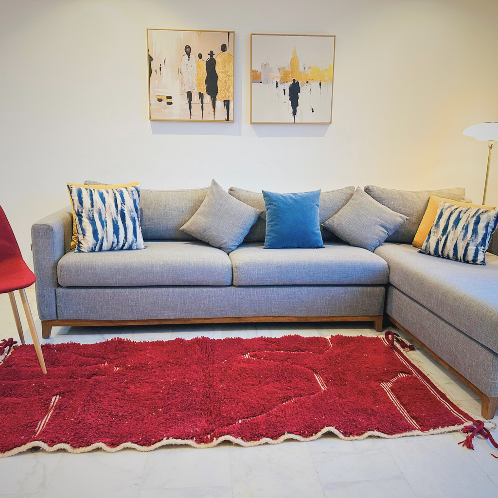 Handmade Blue Wool Moroccan Rug