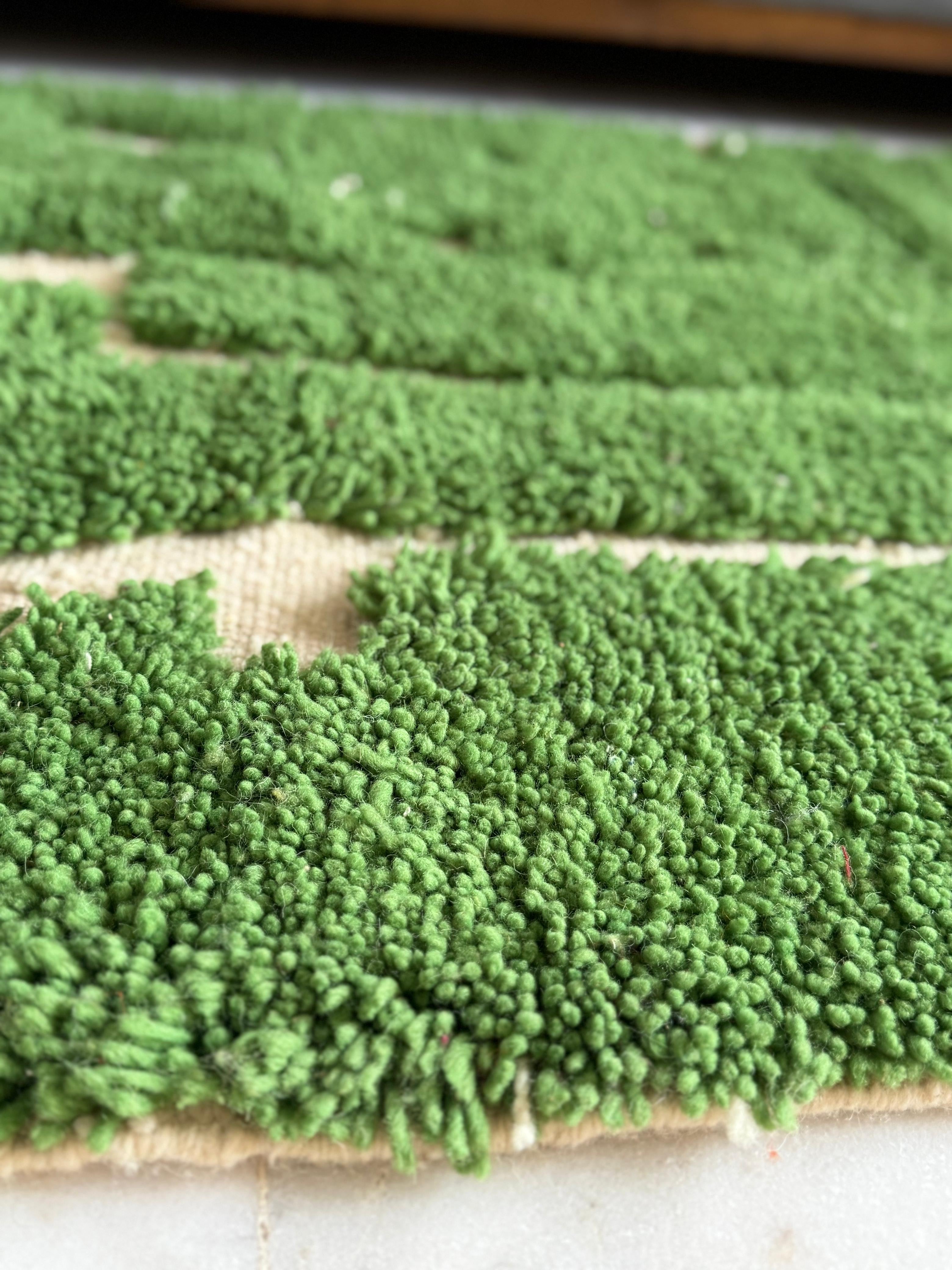 Handwoven Green Moroccan Wool Rug – Modern Geometric Artisan Carpet by Atlas Artisan Rugs